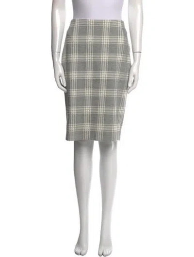 Pre-owned Akris Plaid Print Knee-length Skirt In Gray