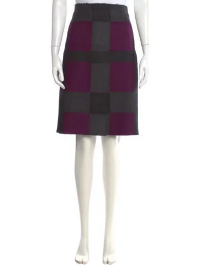 Pre-owned Akris Plaid Print Knee-length Skirt In Purple