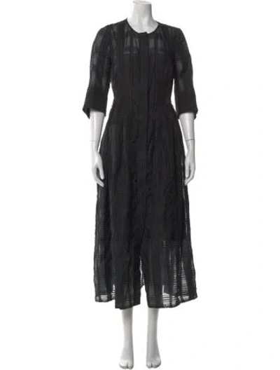 Pre-owned Akris Plaid Print Long Dress In Black