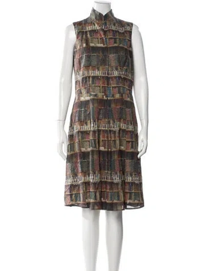 Pre-owned Akris Plaid Print Midi Length Dress In Neutral