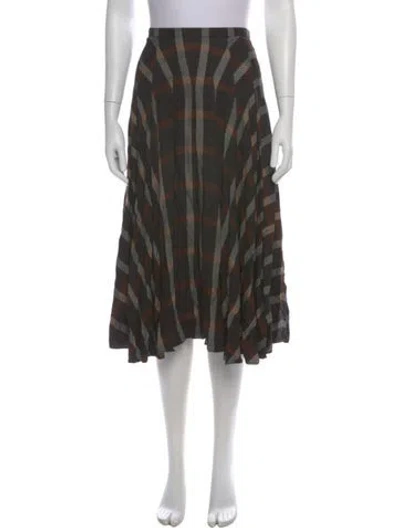 Pre-owned Akris Plaid Print Midi Length Skirt In Black