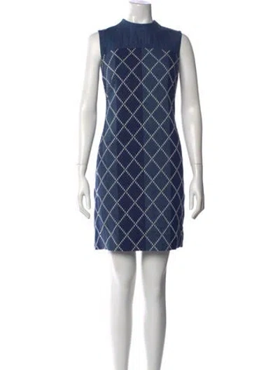 Pre-owned Akris Plaid Print Mini Dress In Blue