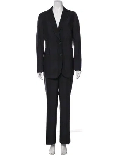 Pre-owned Akris Plaid Print Pantsuit In Blue