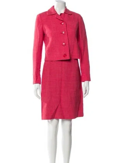 Pre-owned Akris Plaid Print Pleated Accents Dress Set In Pink