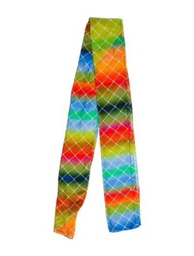 Pre-owned Akris Plaid Print Scarf In Orange