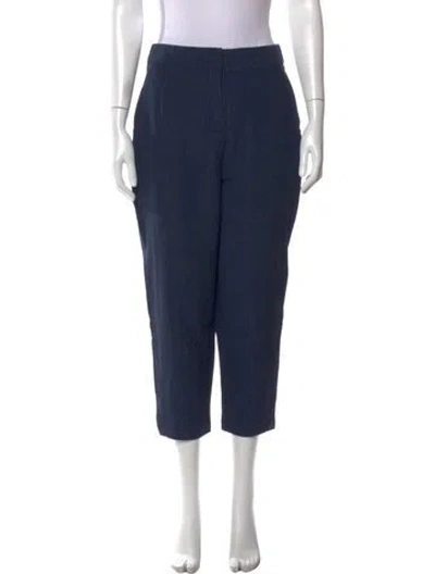 Pre-owned Akris Plaid Print Straight Leg Pants In Blue