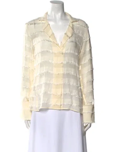 Pre-owned Akris Plaid Print V-neck Blouse In Neutral