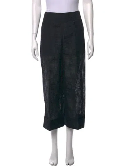 Pre-owned Akris Plaid Print Wide Leg Pants In Blue