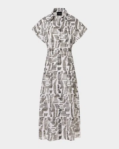 Akris Pleated Abstract-print Cotton Voile Midi Dress In Multi