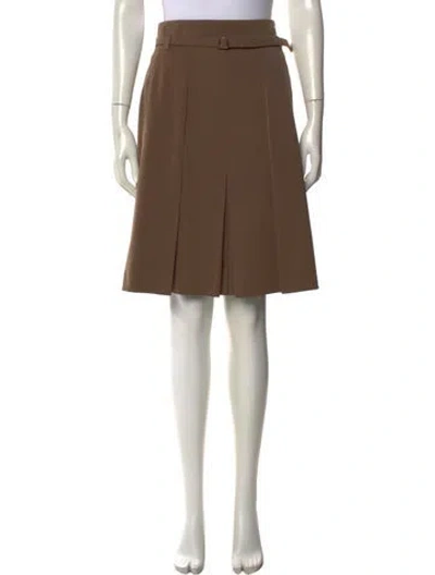 Pre-owned Akris Pleated Accents Knee-length Skirt In Brown