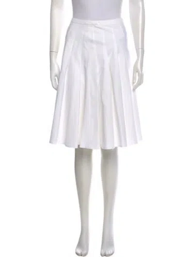 Pre-owned Akris Pleated Accents Knee-length Skirt In White