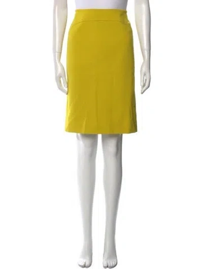 Pre-owned Akris Pleated Accents Knee-length Skirt In Yellow