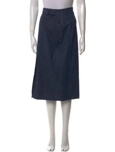 Pre-owned Akris Pleated Accents Midi Length Skirt In Blue