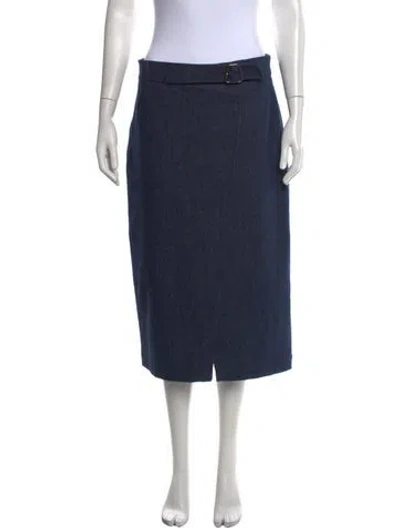 Pre-owned Akris Pleated Accents Midi Length Skirt In Blue