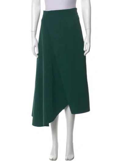 Pre-owned Akris Pleated Accents Midi Length Skirt In Green
