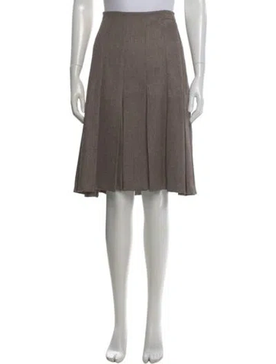 Pre-owned Akris Pleated Accents Midi Length Skirt W/ Tags In Brown