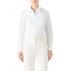 Akris Pleated Bib Stretch Poplin Button-up Shirt In White