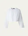 Akris Pleated Button Down Cotton Voile Blouse In Pure White