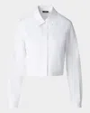 Akris Pleat Front Cotton Voile Crop Button-up Shirt In Pure White