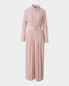 Akris Pleated Cotton Voile Maxi Shirtdress In Pale Pink
