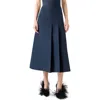 Akris Pleated Silk Ottoman Midi Skirt In Blue