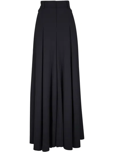 Akris Fiorello Pleated Wool Blend Palazzo Pants In Black