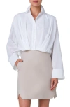 AKRIS PLEATED WAIST COTTON VOILE BUTTON-UP SHIRT