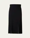 Akris Plisse Inset Wool Double-face Skirt In Black