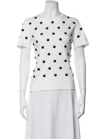 Pre-owned Akris Polka Dot Print Crew Neck T-shirt In White