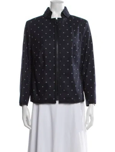 Pre-owned Akris Polka Dot Print Jacket In Blue