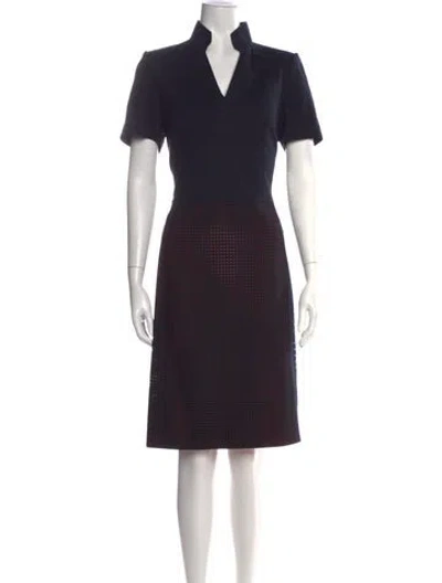 Pre-owned Akris Polka Dot Print Knee-length Dress In Blue