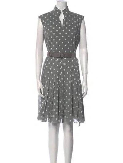 Pre-owned Akris Polka Dot Print Knee-length Dress In Gray