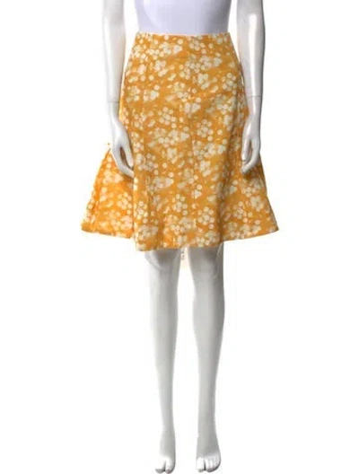 Pre-owned Akris Polka Dot Print Knee-length Skirt In Yellow