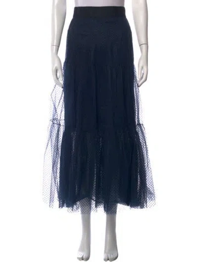 Pre-owned Akris Polka Dot Print Long Skirt In Blue