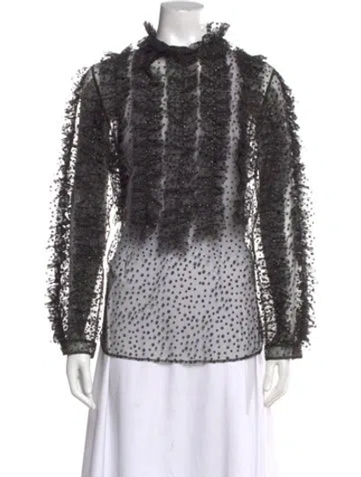 Pre-owned Akris Polka Dot Print Long Sleeve Blouse In Multi