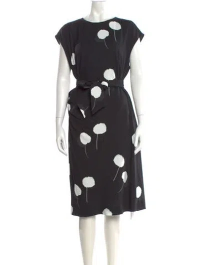 Pre-owned Akris Polka Dot Print Midi Length Dress In Gray