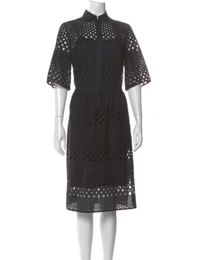 Pre-owned Akris Polka Dot Print Midi Length Dress In Gray