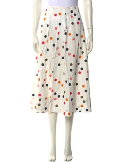 Pre-owned Akris Polka Dot Print Midi Length Skirt In White