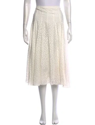 Pre-owned Akris Polka Dot Print Midi Length Skirt In White