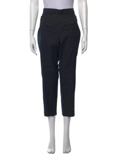 Pre-owned Akris Polka Dot Print Straight Leg Pants In Black