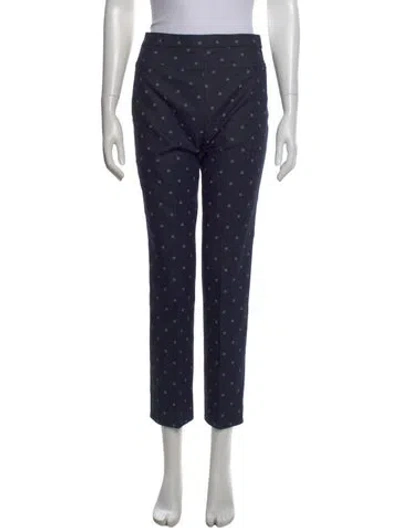 Pre-owned Akris Polka Dot Print Straight Leg Pants In Blue