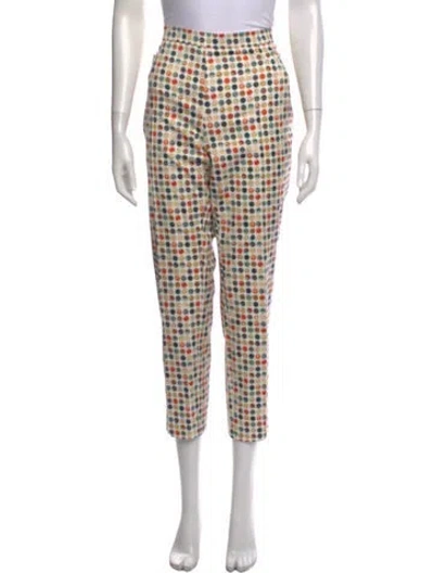 Pre-owned Akris Polka Dot Print Straight Leg Pants In Neutral