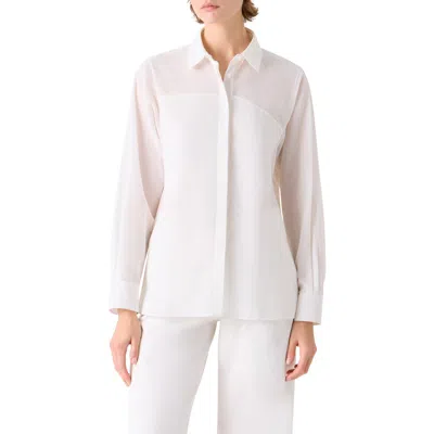 Akris Polygon Cotton Voile Button-up Shirt In White