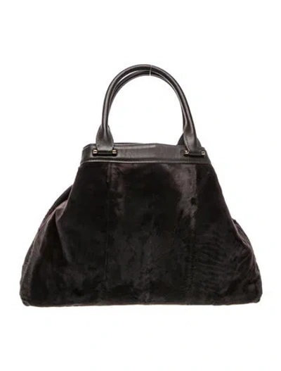 Pre-owned Akris Ponyhair Top Handle Bag W/ Tags In Black