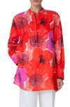 AKRIS POPPY PRINT LINEN TUNIC SHIRT