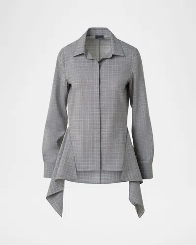 AKRIS PRINCE OF WALES CHECK COOL WOOL BLOUSE