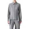 Akris Prince Of Wales Plaid Cool Wool Peplum Button-up Shirt In Gray