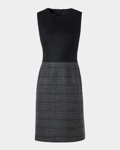 Akris Prince Of Whales Wool Double-face Sleeveless Dress In Charcoal