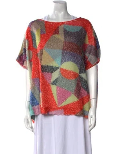 Pre-owned Akris Printed Bateau Neckline Blouse W/ Tags In Multi