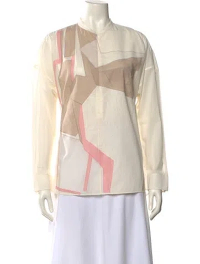 Pre-owned Akris Printed Crew Neck Blouse In Neutral